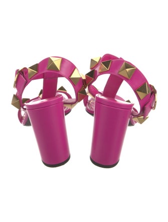 Valentino Rockstud Accents Leather T-Strap Sandals