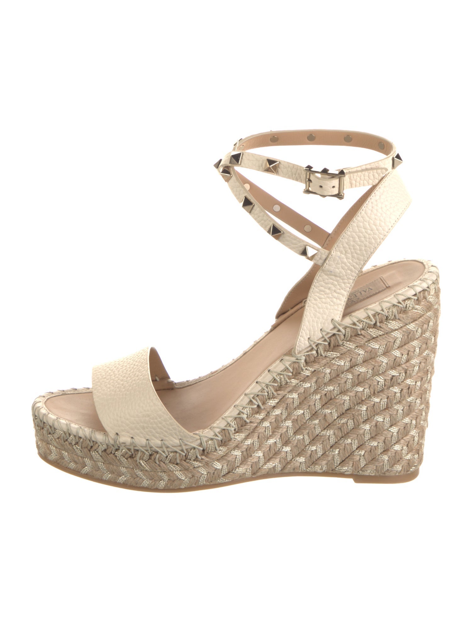 Valentino Rockstud Accents Leather Espadrilles