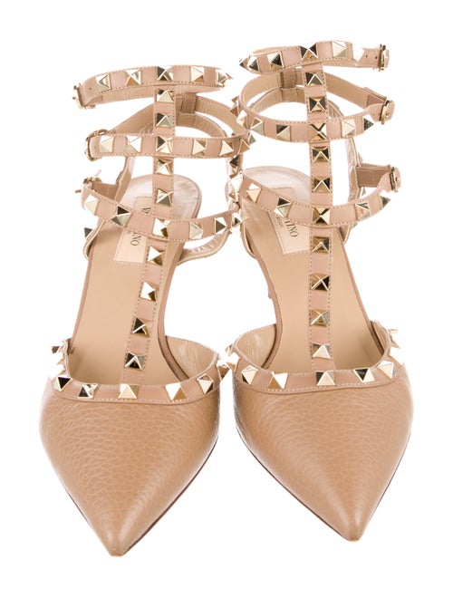 Valentino Rockstud Accents Leather T-Strap Pumps