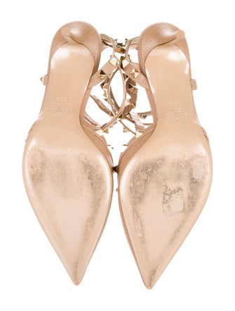Valentino Rockstud Accents Leather T-Strap Pumps
