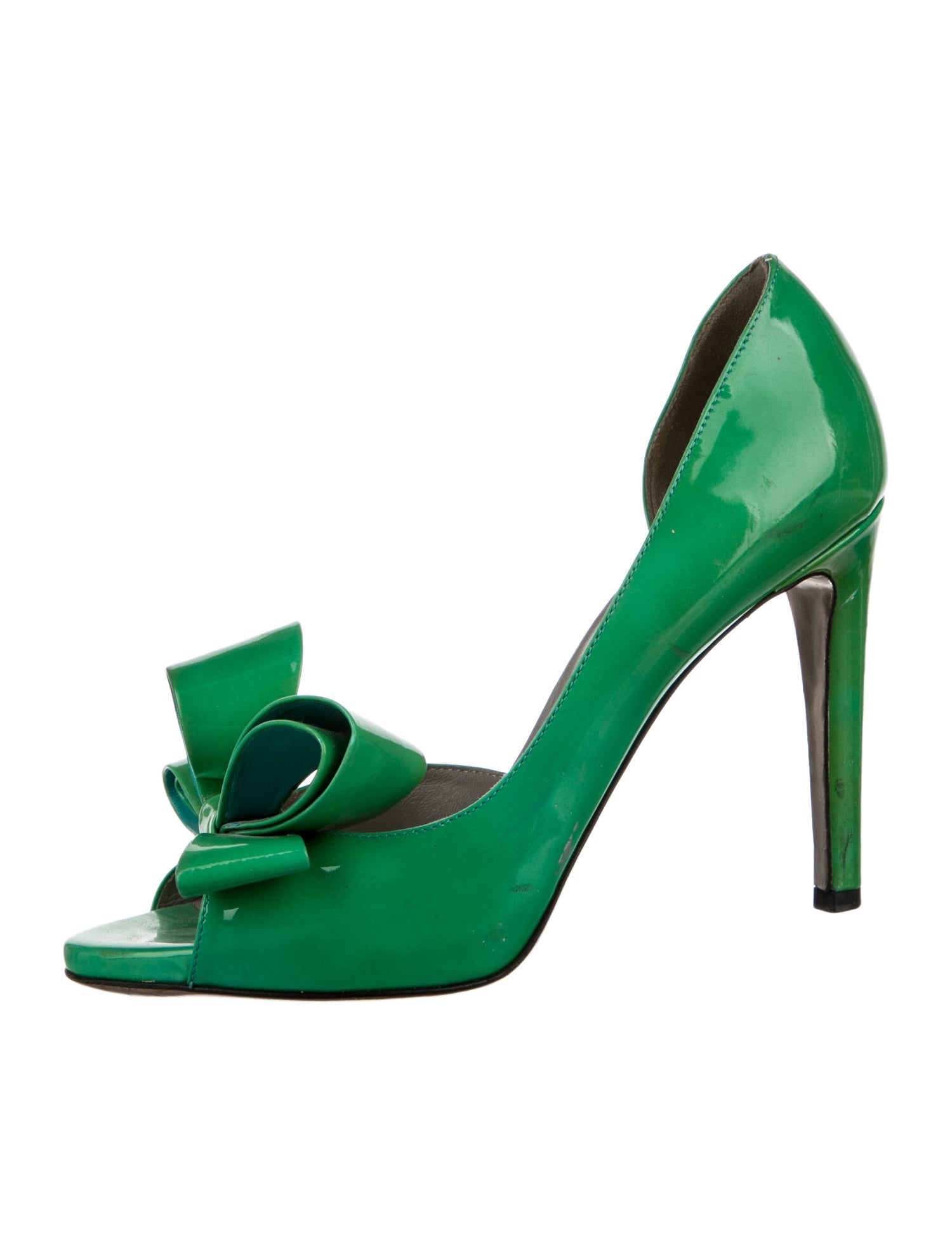 Valentino Patent Leather Bow Accents D'Orsay Pumps