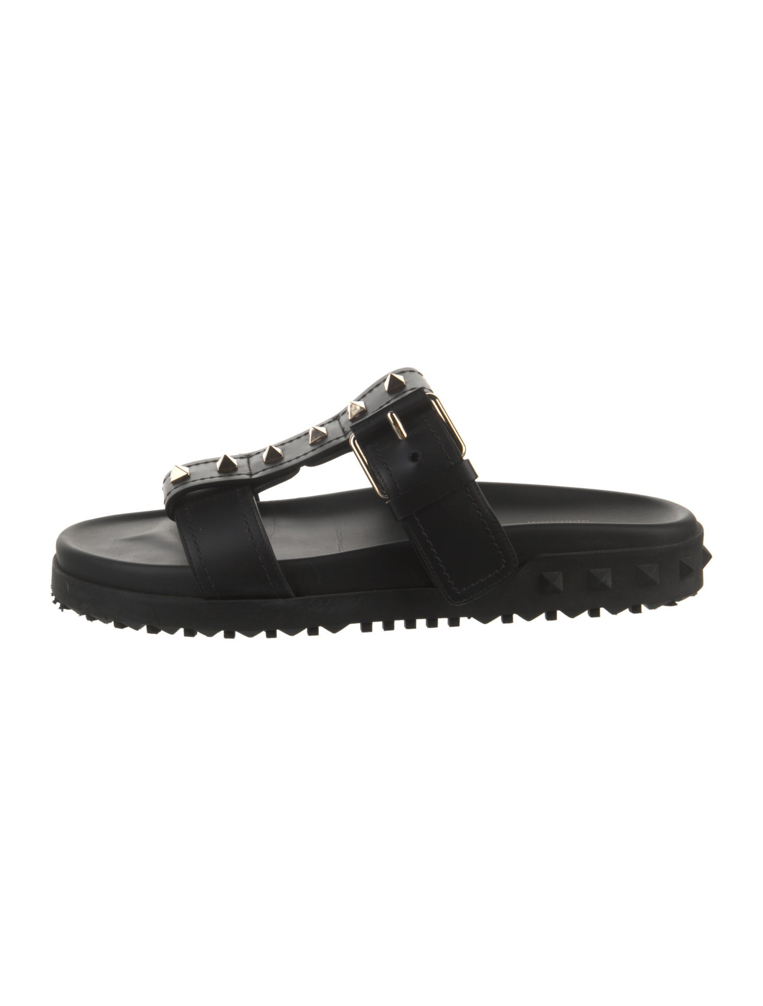 Valentino Rockstud Accents Leather Slides