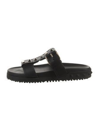 Valentino Rockstud Accents Leather Slides