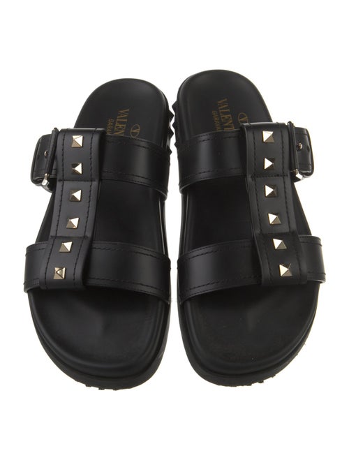 Valentino Rockstud Accents Leather Slides