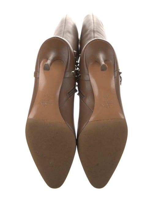 Valentino Rockstud Accents Leather Lace-Up Boots