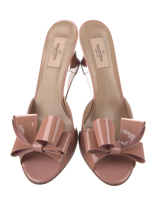 Valentino Patent Leather Bow Accents Slides