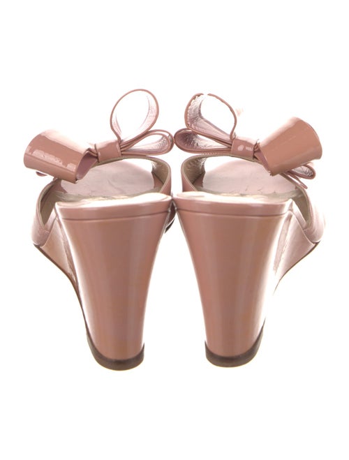 Valentino Patent Leather Bow Accents Slides