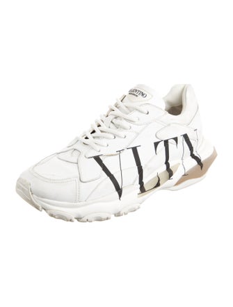 Valentino Leather Graphic Print Sneakers