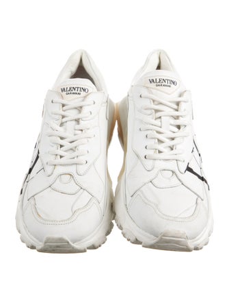 Valentino Leather Graphic Print Sneakers