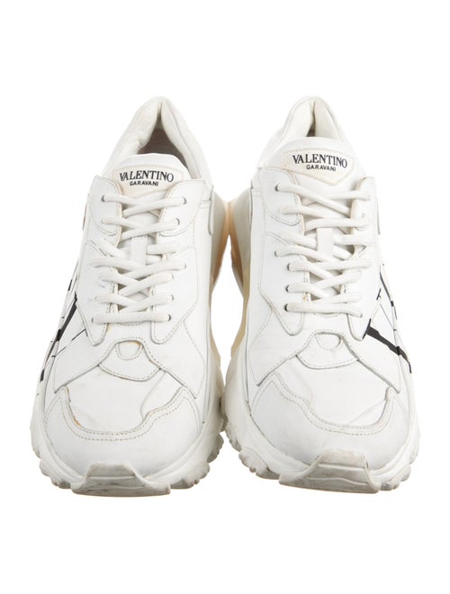 Valentino Leather Graphic Print Sneakers
