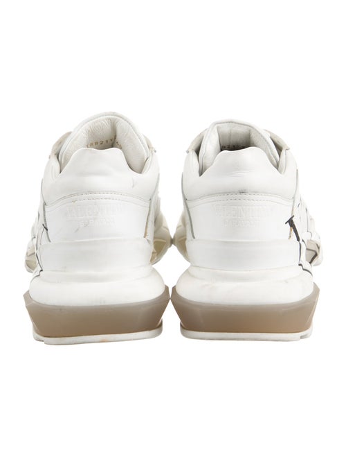 Valentino Leather Graphic Print Sneakers