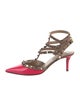 Valentino Rockstud Accents Patent Leather T-Strap Pumps