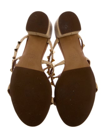 Valentino Rockstud Accents Raffia Slides