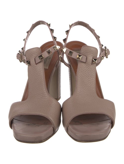 Valentino Rockstud Accents Leather T-Strap Sandals