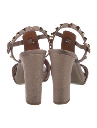 Valentino Rockstud Accents Leather T-Strap Sandals