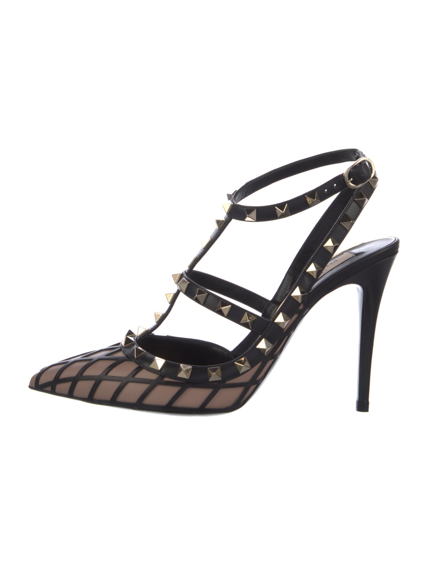 Valentino Rockstud Accents Leather T-Strap Pumps
