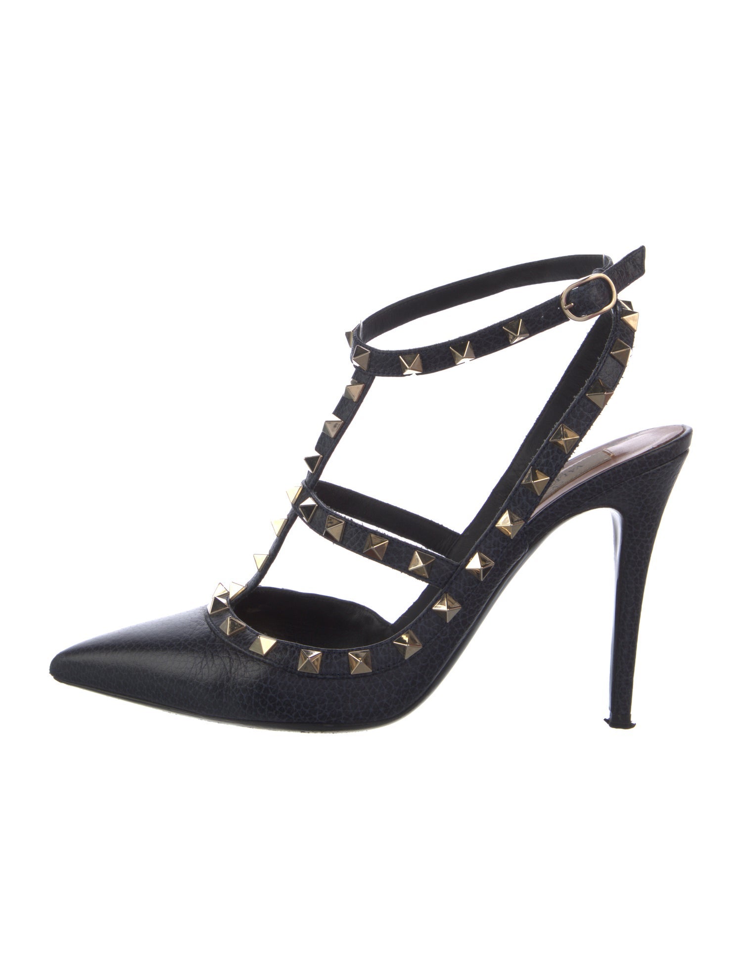 Valentino Rockstud Accents Leather T-Strap Pumps