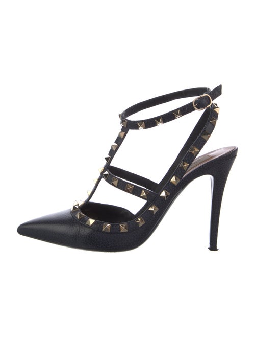 Valentino Rockstud Accents Leather T-Strap Pumps