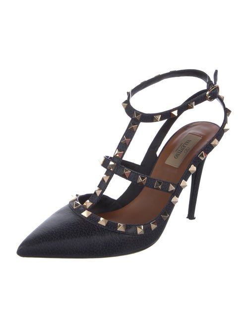 Valentino Rockstud Accents Leather T-Strap Pumps