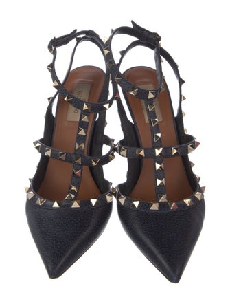 Valentino Rockstud Accents Leather T-Strap Pumps