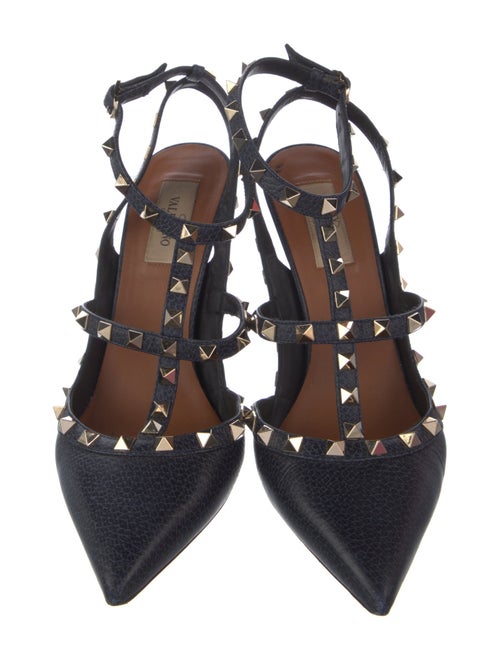 Valentino Rockstud Accents Leather T-Strap Pumps