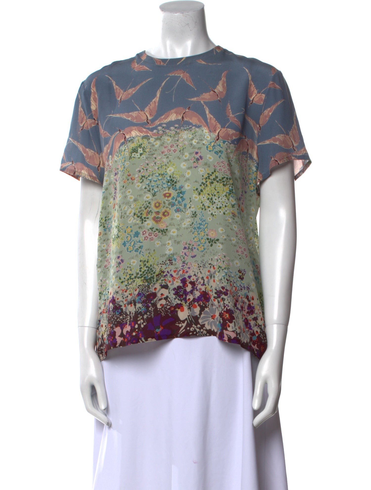 Valentino Silk Floral Print T-Shirt