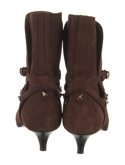 Valentino Rockstud Accents Suede Lace-Up Boots