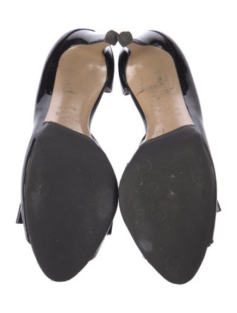 Valentino Patent Leather Bow Accents Slingback Sandals