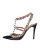 Valentino Rockstud Accents Patent Leather T-Strap Pumps
