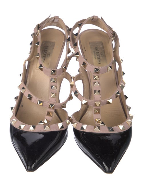 Valentino Rockstud Accents Patent Leather T-Strap Pumps