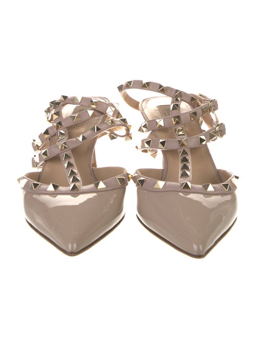 Valentino Rockstud Accents Patent Leather T-Strap Pumps