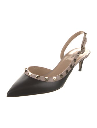 Valentino Rockstud Accents Leather Slingback Pumps