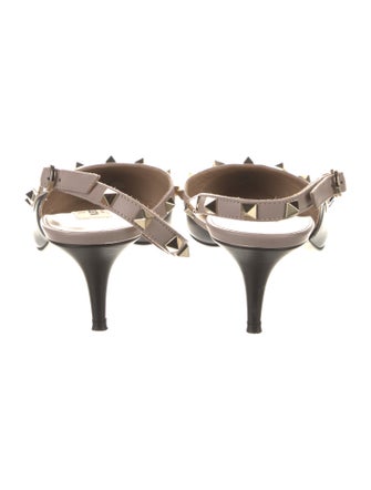 Valentino Rockstud Accents Leather Slingback Pumps