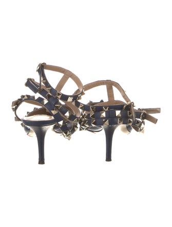 Valentino Rockstud Accents Leather T-Strap Pumps