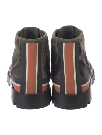 Valentino Canvas Colorblock Pattern Lace-Up Boots