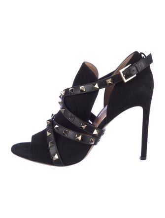 Valentino Rockstud Accents Suede Sandals