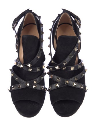 Valentino Rockstud Accents Suede Sandals
