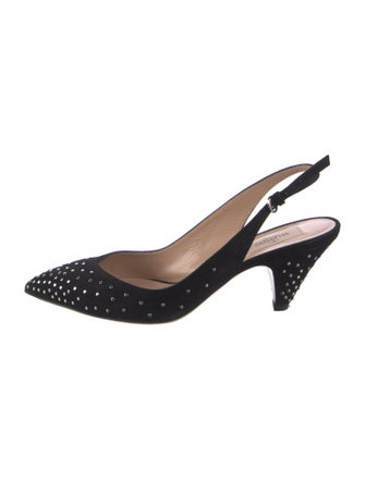 Valentino Suede Studded Accents Slingback Pumps