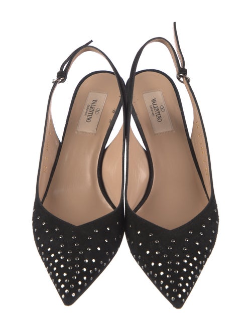 Valentino Suede Studded Accents Slingback Pumps
