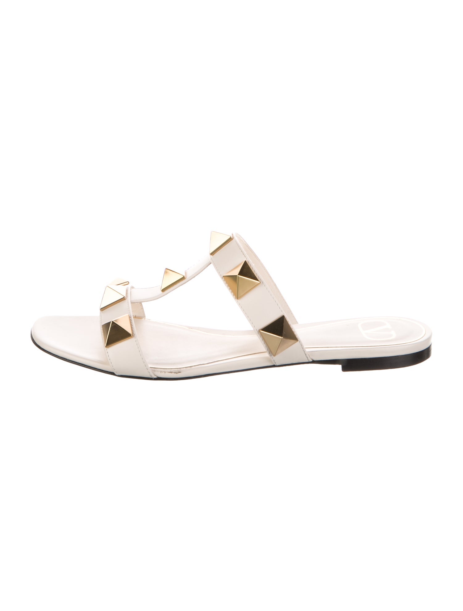 Valentino Rockstud Accents Leather Slides