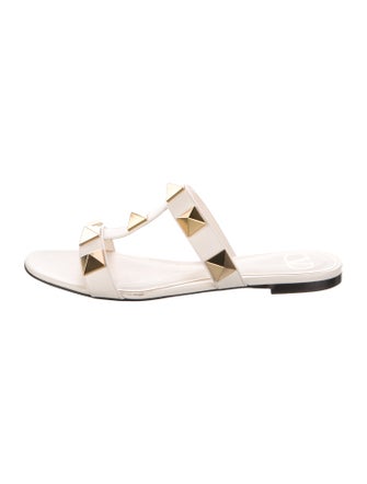 Valentino Rockstud Accents Leather Slides