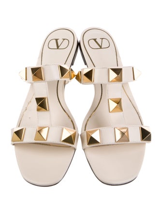 Valentino Rockstud Accents Leather Slides