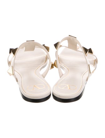 Valentino Rockstud Accents Leather Slides