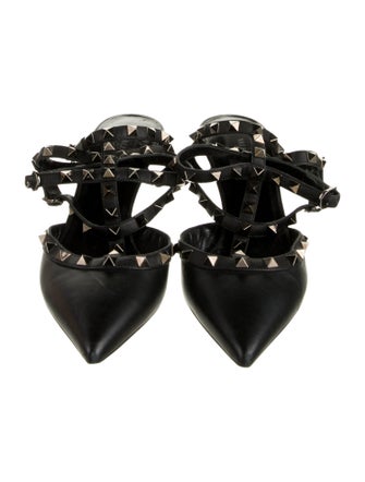 Valentino Rockstud Accents Leather T-Strap Pumps