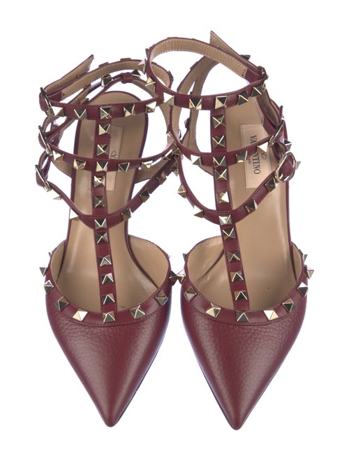 Valentino Rockstud Accents Leather T-Strap Pumps