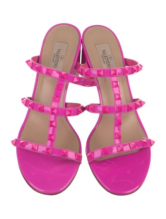 Valentino Rockstud Accents Patent Leather Gladiator Sandals