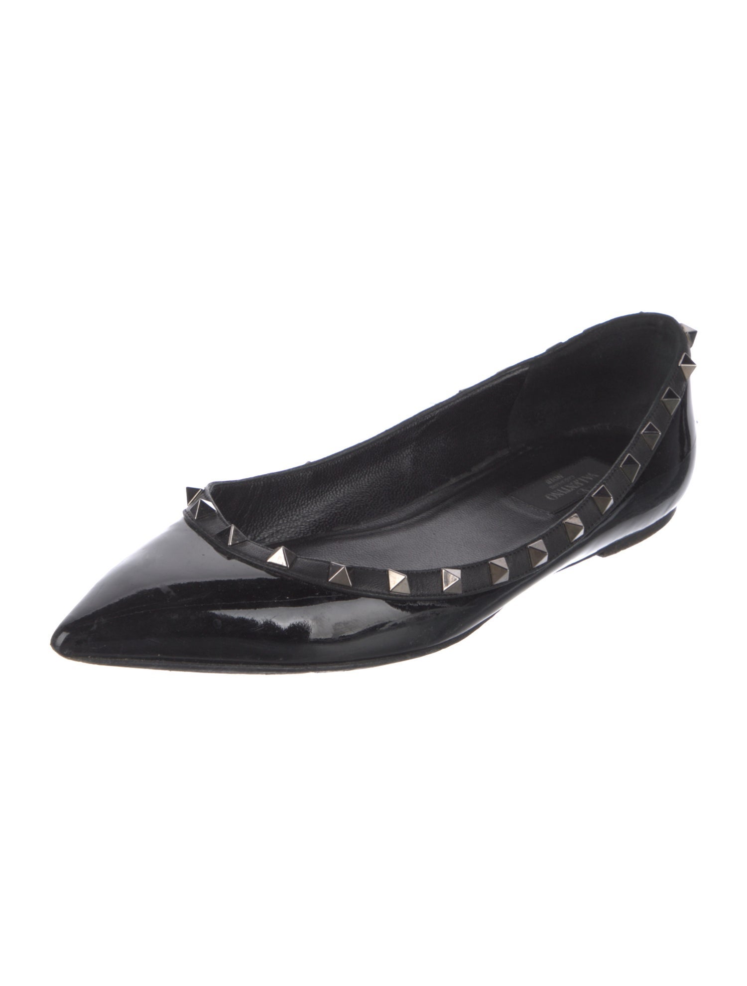 Valentino Rockstud Accents Patent Leather Ballet Flats