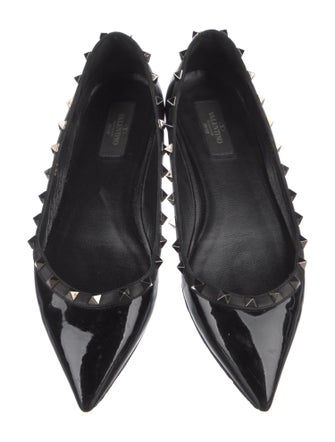 Valentino Rockstud Accents Patent Leather Ballet Flats