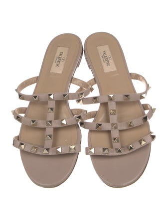 Valentino Rockstud Accents Leather Slides