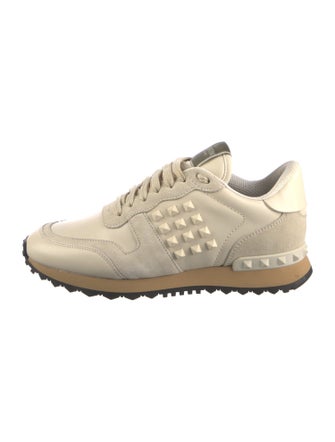 Valentino Rockstud Accents Leather Athletic Sneakers